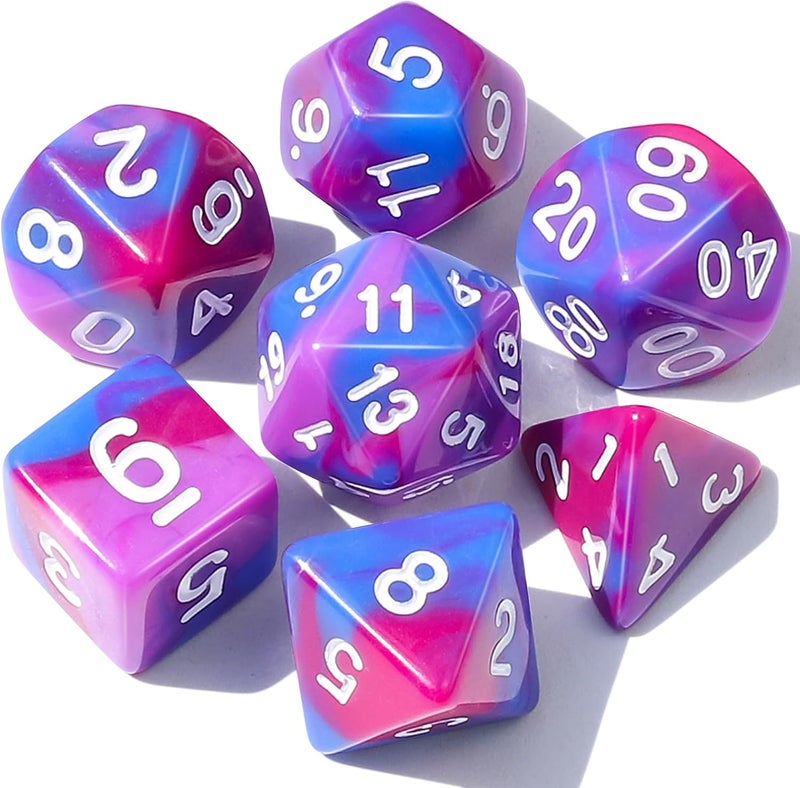 CiaraQ DND Polyhedral Dice Set for Dungeons and Dragons RPG MTG Role Playing Table Games-with 1 Dice Pouch (Blue+Purple+Red) - Image 1